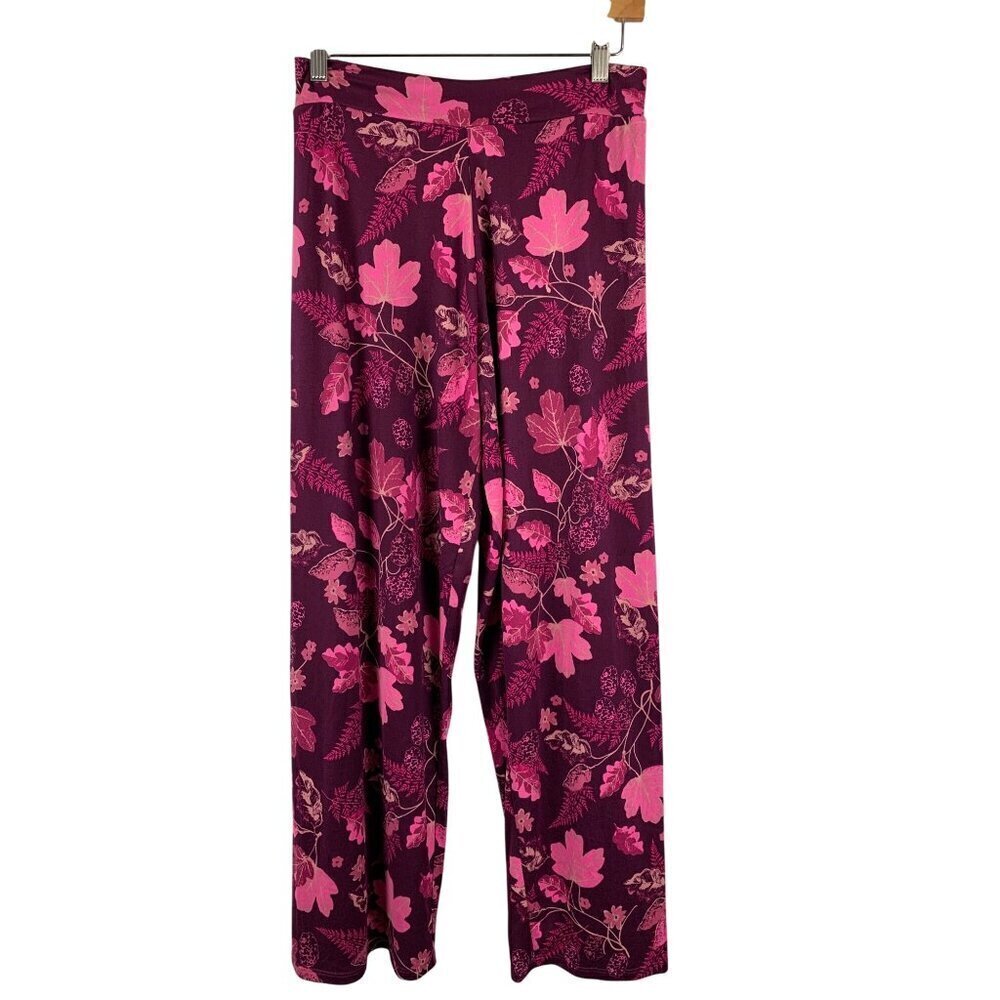Hue Sleepwear Womens Small Floral Lounge Pants Machine Washable Burgundy & Pink